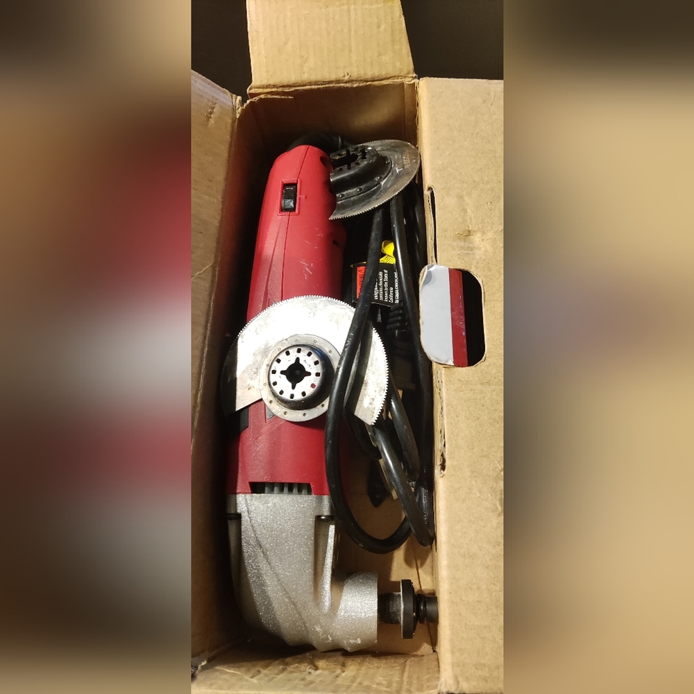 Red Electric Angle Grinder with Disc